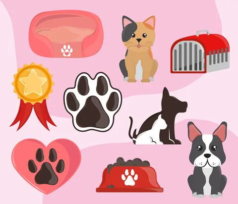 Pets animal set Stock Illustration