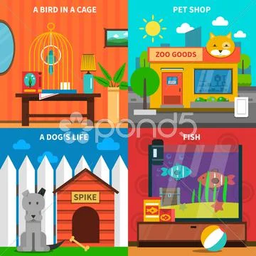 Pets Concept Set Stock Illustration