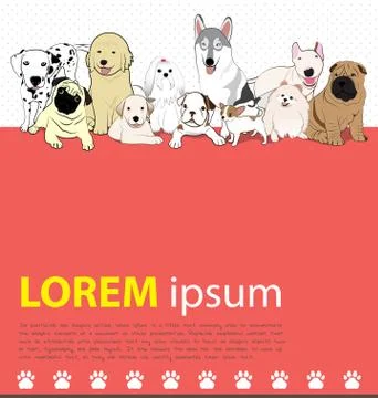 Pets cute card Stock Illustration