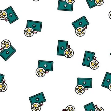 Pets first aid kit box vector seamless pattern Stockillustratie