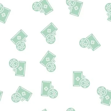 Pets first aid kit box glyph seamless pattern Stock Illustration