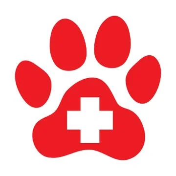 Pets first aid. Veterinarian red cross. Stock Illustration