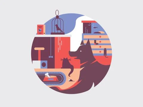 Pets flat illustration Stock Illustration