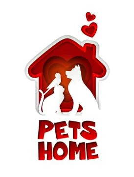 Pets home logo vector paper cut design template Stockillustratie