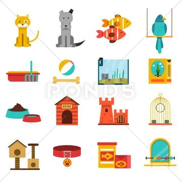 Pets Icons Set Stock Illustration