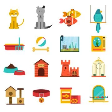 Pets Icons Set Stock Illustration
