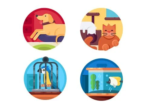 Pets icons set Stock Illustration