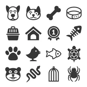 Pets Icons Set 库存插图