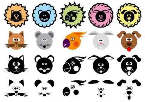 Pets icons set Stock Illustration