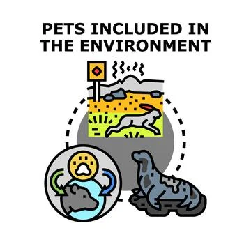 Pets included in environment concept vector illustration Stock Illustration