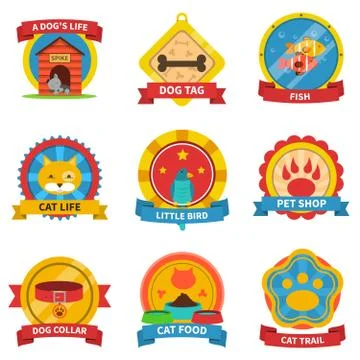 Pets Label Set Stock Illustration