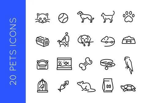 Pets line icons Illustrazione stock