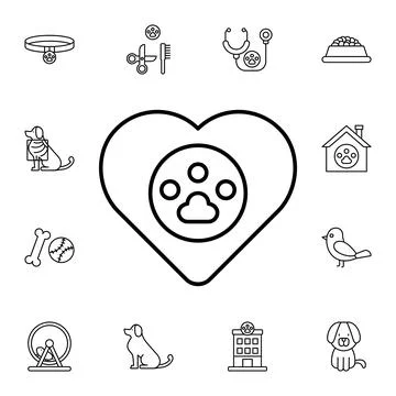 Pets, love, heart flat vector icon in petshop pack Stock Illustration