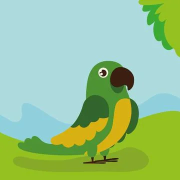 Pets parrot on grass Illustrazione stock