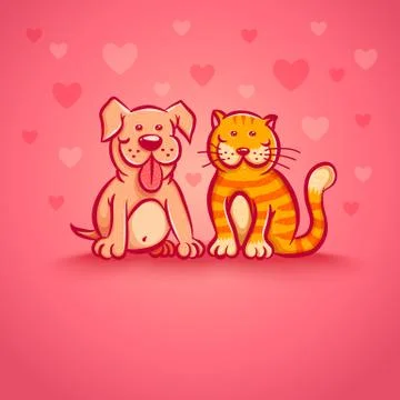 Pets on pink background Stock Illustration