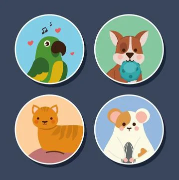 Pets round icons Stock Illustration