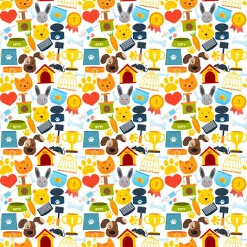 Pets seamless pattern Stock Illustration