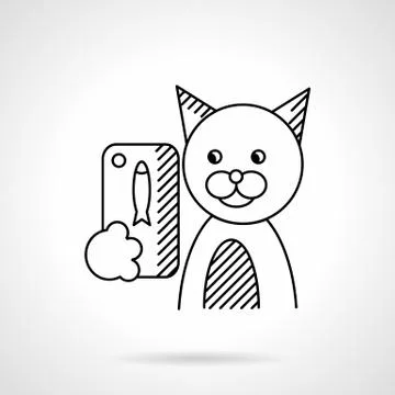 Pets selfie flat line vector icon Stock Illustration