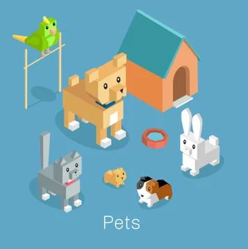 Pets Set Icon Isometric 3d Design Ilustración de archivo