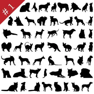 Pets silhouettes # 1 Stock Illustration