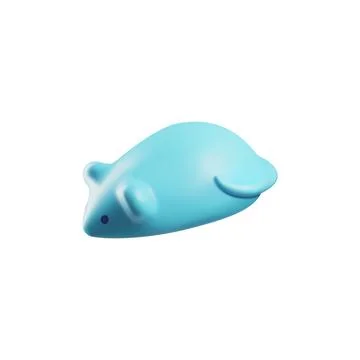 Pets toy mouse for cat play 3D vector icon, cute blue plastic or rubber rat mice Illustrazione stock