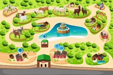 Petting Zoo Map Stock Illustration