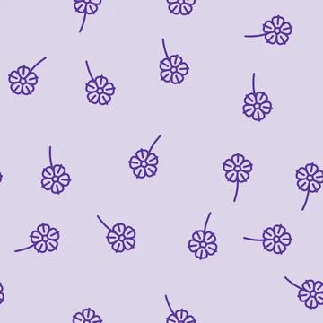 Petunia flower spring line vector seamless pattern 스톡 일러스트