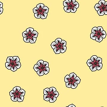 Petunia flower spring vector seamless pattern 스톡 일러스트