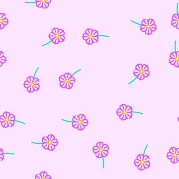 Petunia flower spring vector seamless pattern 스톡 일러스트