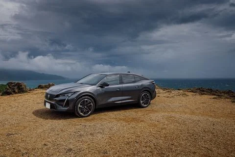 Peugeot in a dramatic landscape Stock Photos