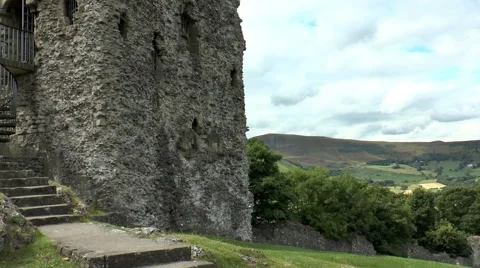 Peveril Castle and view of Castleton, Peak District. Video stock 53416102