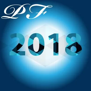 PF 2018 with triangle isolated  on blue background Stock Illustration