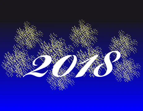 Pf card 2018 with firework isolated  on color background. Stock Illustration