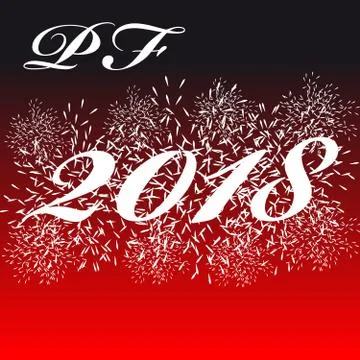 Pf card 2018 with firework isolated  on color background. Stock Illustration