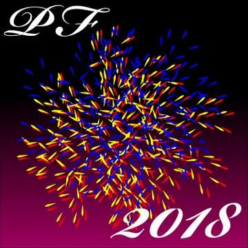 Pf card 2018 with firework isolated  on color background. Stock Illustration