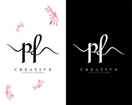 Pf, fp handwriting script font letter logo design template vector Stockillustratie