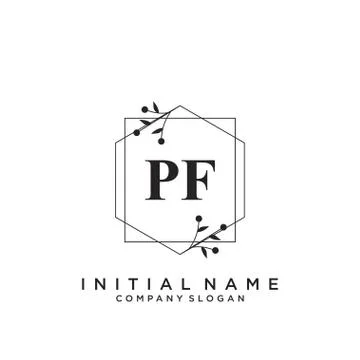 PF Initial handwriting logo design Stock Illustration