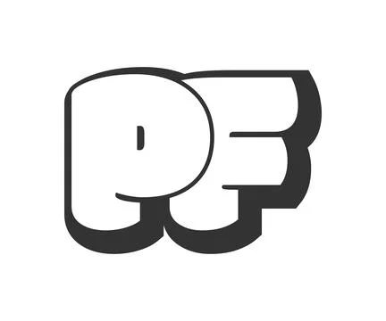 PF logo, bubble comic lettering, rounded in graffiti style black and white .. イラスト素材