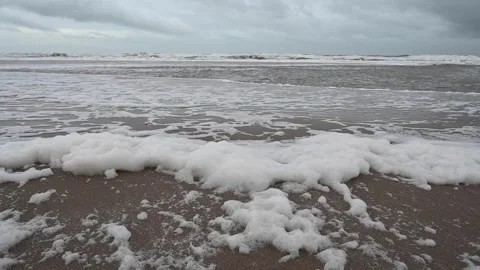 PFAS in sea foam Stock Footage 259394010