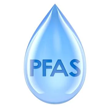 PFAS water drop, pollution concept. 3D rendering Stock Illustration