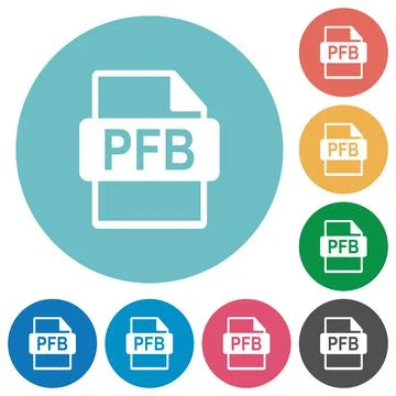 PFB file format flat round icons 스톡 일러스트