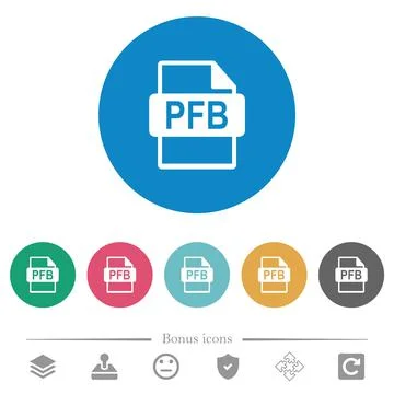 PFB file format flat round icons Stock Illustration