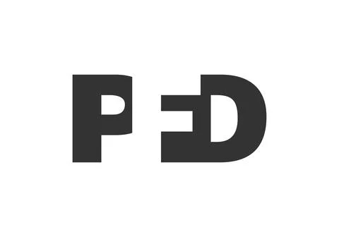 PFD logo design. Initial letter P F D bold font style for tech startups, co.. Stock Illustration