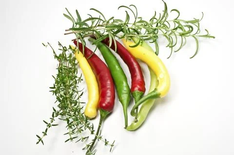 Pfefferoni und Gewürze Foto stock