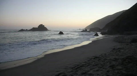 Pfeiffer Beach at dusk Stock Footage 742596