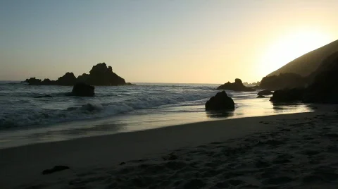 Pfeiffer Beach at dusk Stock Footage 742674