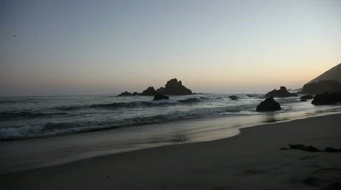 Pfeiffer Beach at dusk Stock Footage 753256