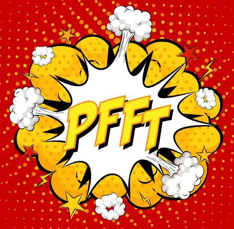 PFFT text on comic cloud explosion on red background Illustrazione stock