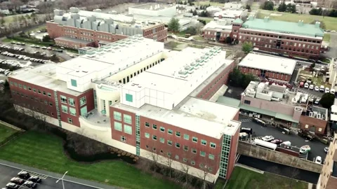 Pfizer's Pearl River R&amp;D facility (*NOTE* Minor blurring; read description) Stock Footage 144996519