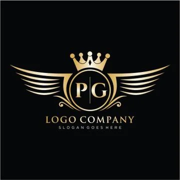 PG Letter Initial with Royal Wing Logo Template. Stock Illustration